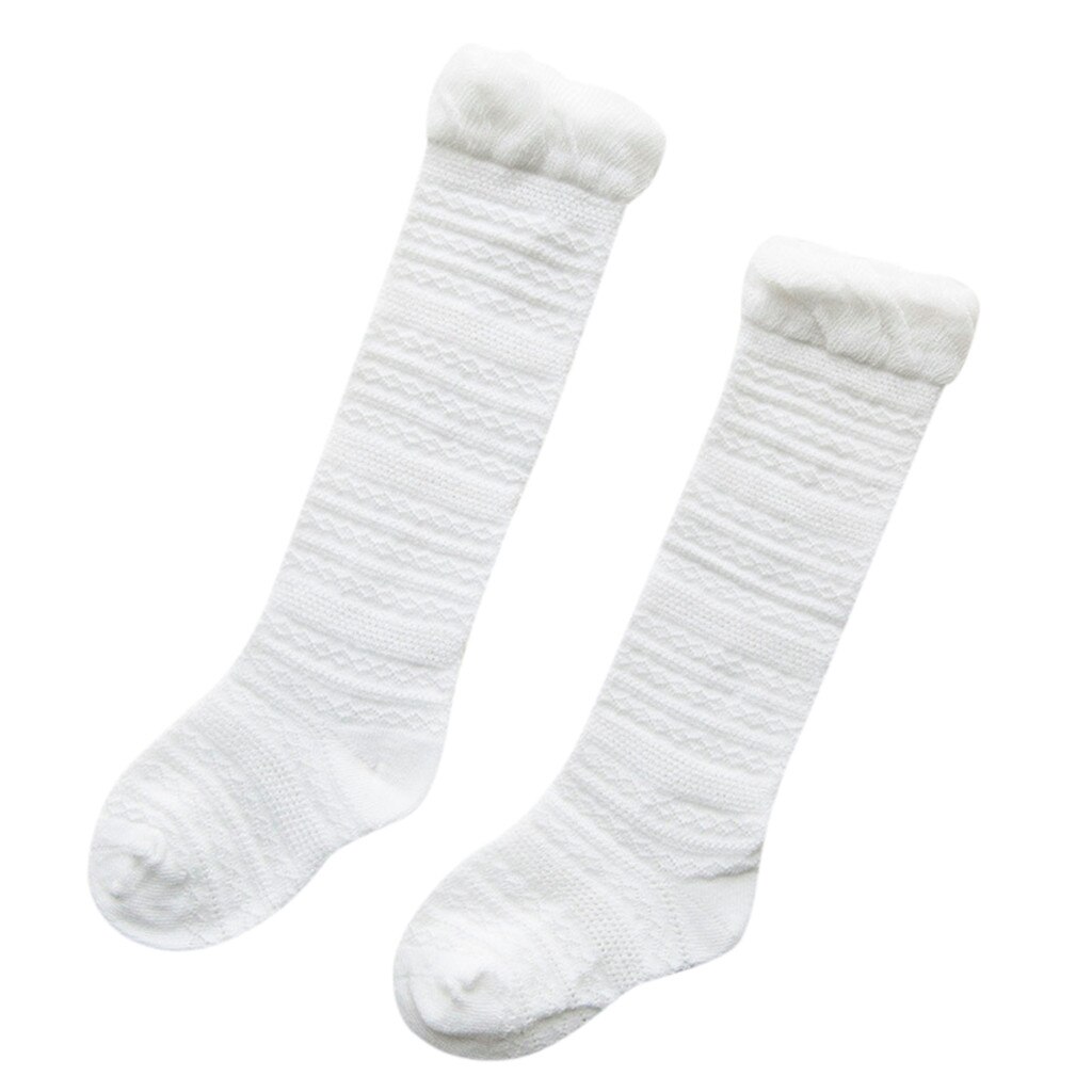 Baby Sokken Effen Kant Knie Hoge Sokken Voor Pasgeborenen Comfort Katoen Blend Prinses Kids Jongen Pasgeboren Baby Meisje Sokken recien Nacido: White M