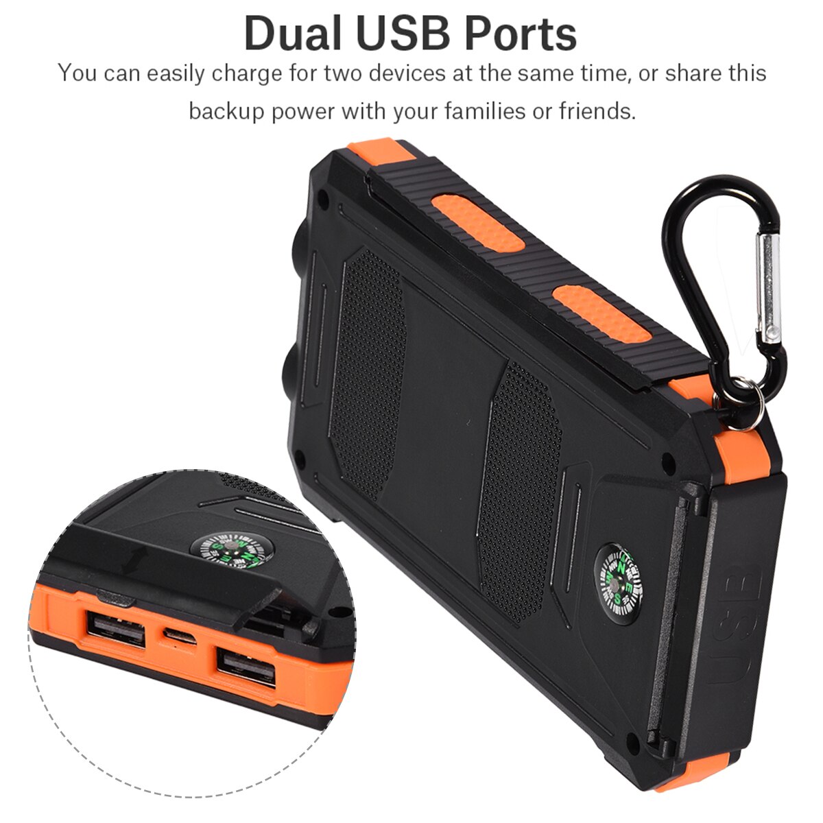 Outdoor Portable Solar Power Bank Case Diy Kit 10000Mah Snel Opladen Dual Usb Mobiele Waterdichte Power Bank Gevallen Met kompas