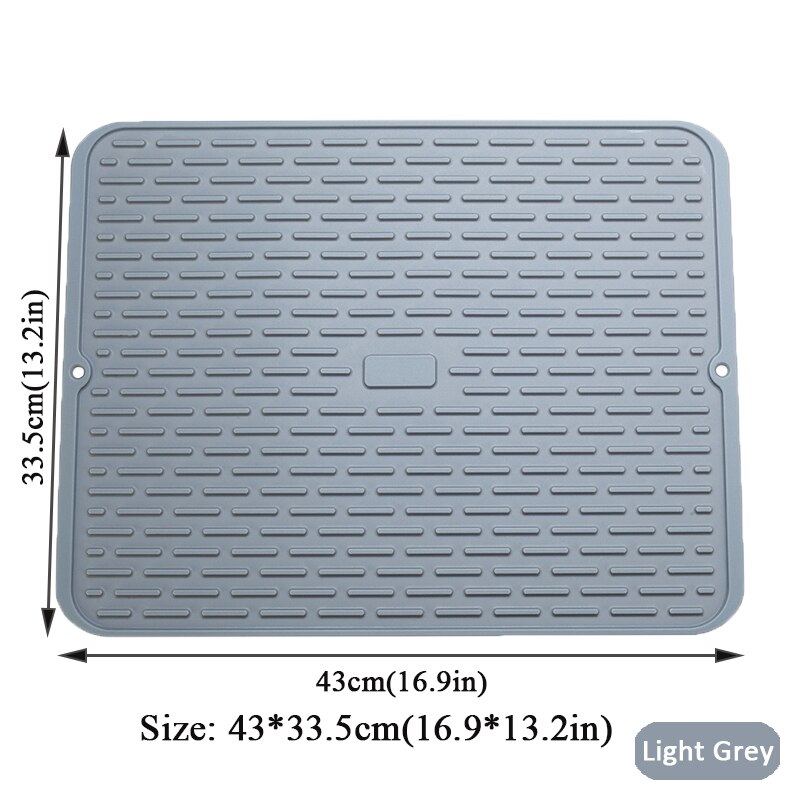 Silicone Vierkante Schotel Drogen Mat Hittebestendige Aftappen Servies Dishwaser Duurzaam Kussen Pad Servies Tafel Mat Placemat: New Mat Light Grey