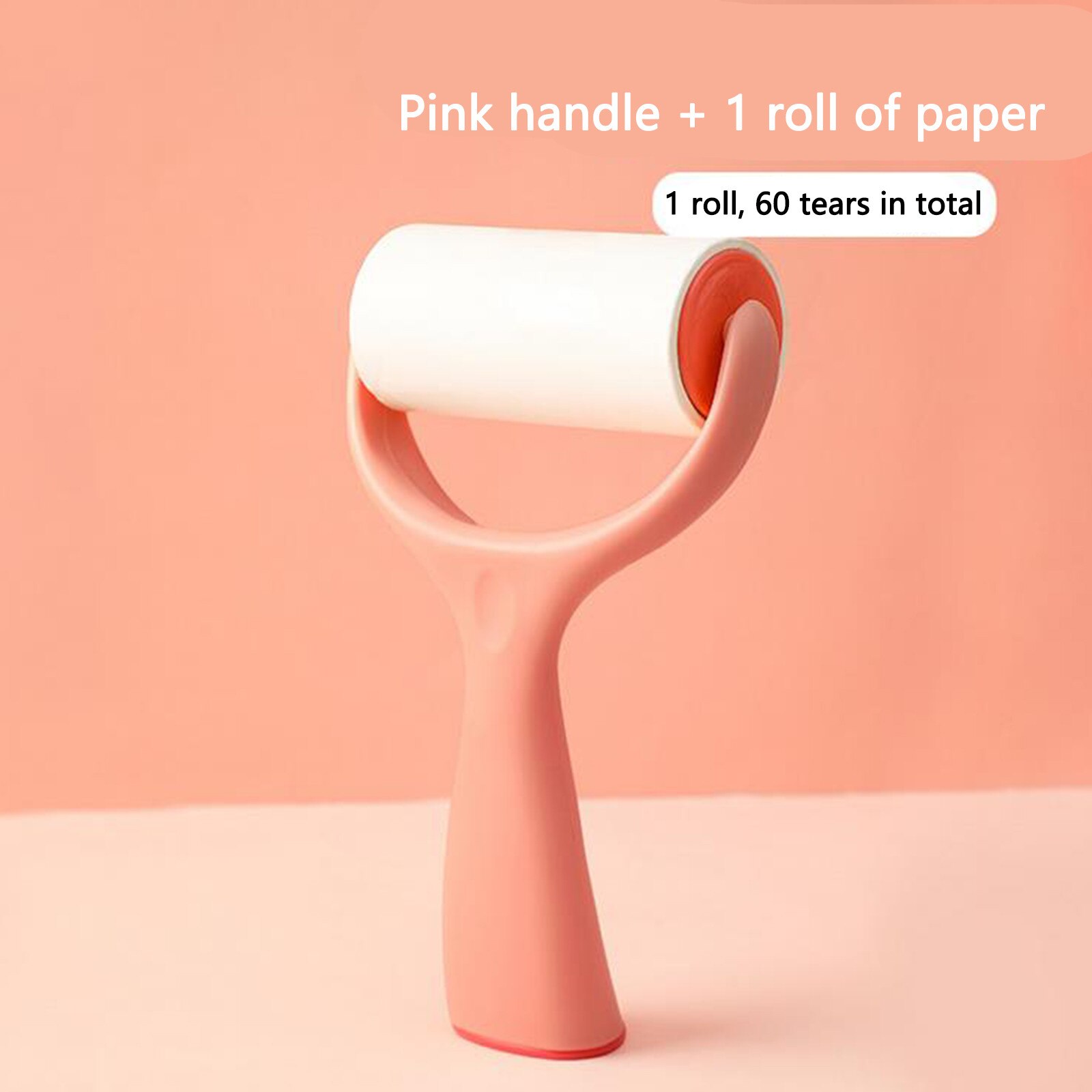 25#  stand-up rulle klæbemiddel husholdningstøj fjernelse af hårbørste vaskbar rulle renere fnug rengøringsmiddel: Lyserød