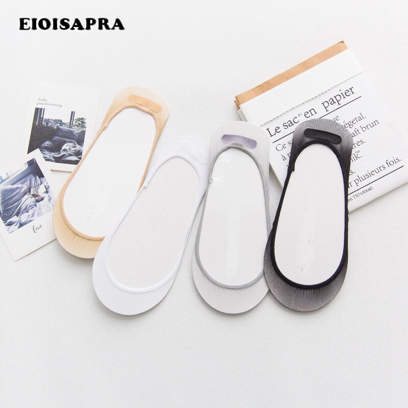 [EIOISAPRA] Producto Primavera Verano cristal seda confort calcetines mujeres Casual antideslizante acolchado Meias Sokken