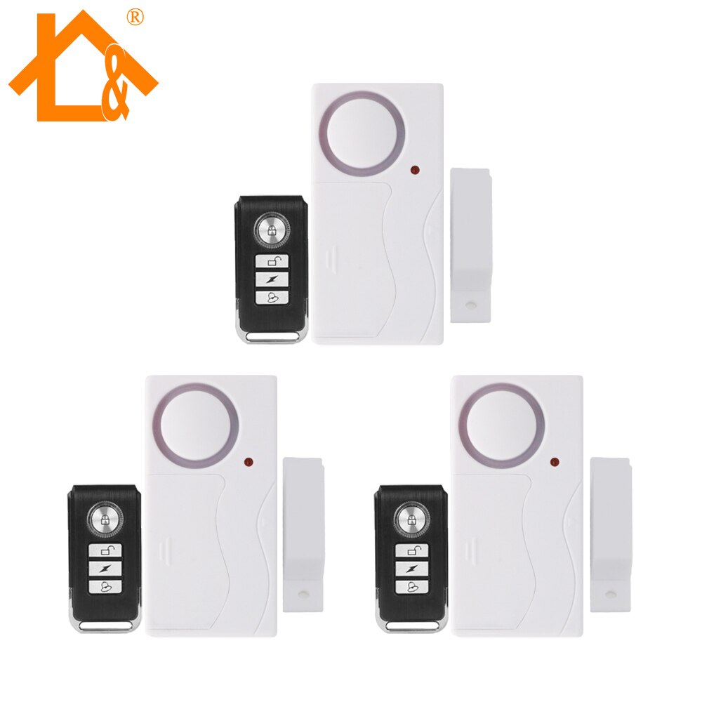 Door Window Entry Security ABS Wireless Remote Control Door Sensor Alarm Host Burglar Security Alarm System Home Protection Kit: Package C