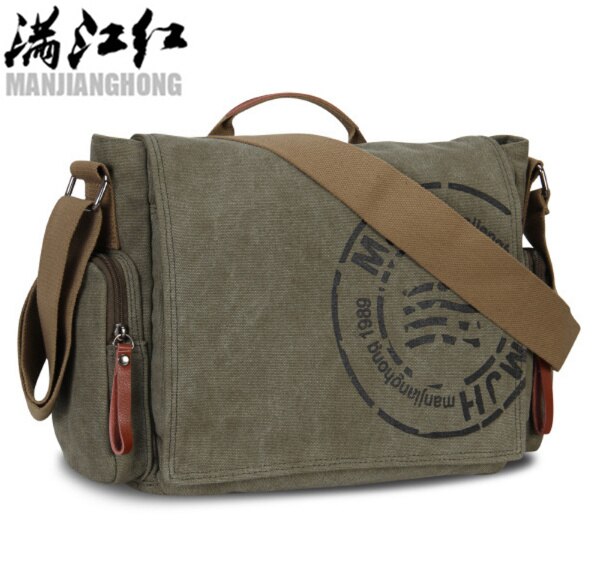 Manjianghong Vintage Heren Messenger Bag Man Handtas Canvas Schoudertas Postman Bag Mannen Casual Crossbody Printing Messenger Bags