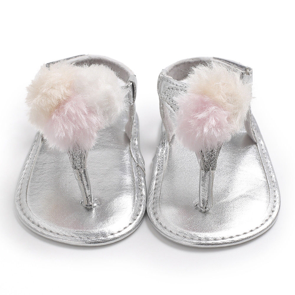 Pudcoco baby pige sandal 0-18m first walkers nyfødt baby pige sko sommer blød barnevogn krybbe sko usa: Sølv / 7-12 måneder