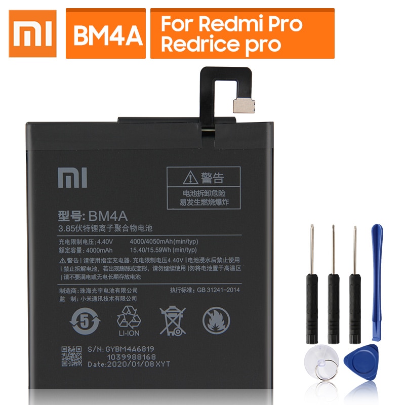 Originele Vervangende Batterij Voor Xiaomi Mi Redmi Pro Redrice Pro BM4A Echt Telefoon Batterij 4050Mah