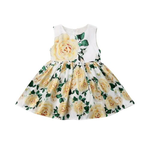 Baby Peuter Kinderen Meisje Bloem Casual Party Verjaardag Jurken Een Stuk Kostuums