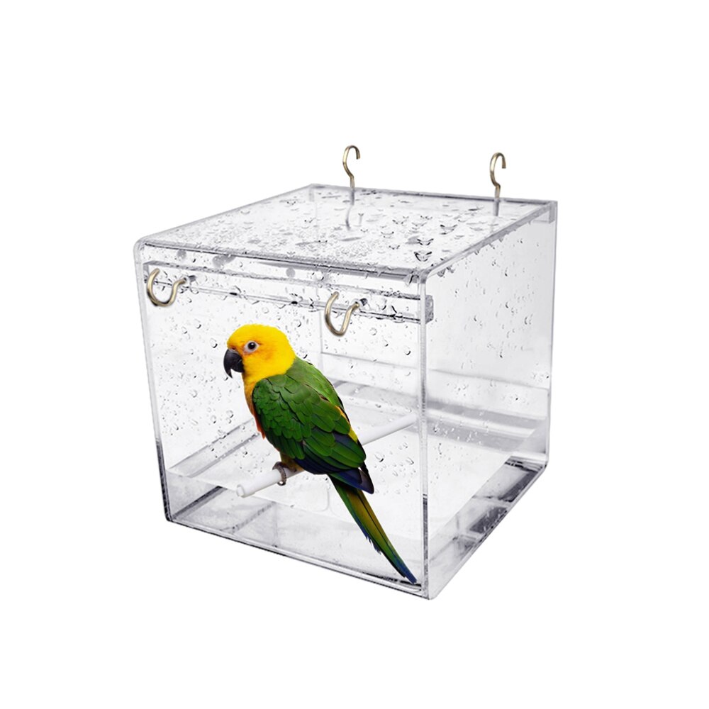 Caged Bird Bath Multi Cage Bird Bath Covered for Small Brids Canary Budgies Parrot (Size): Default Title