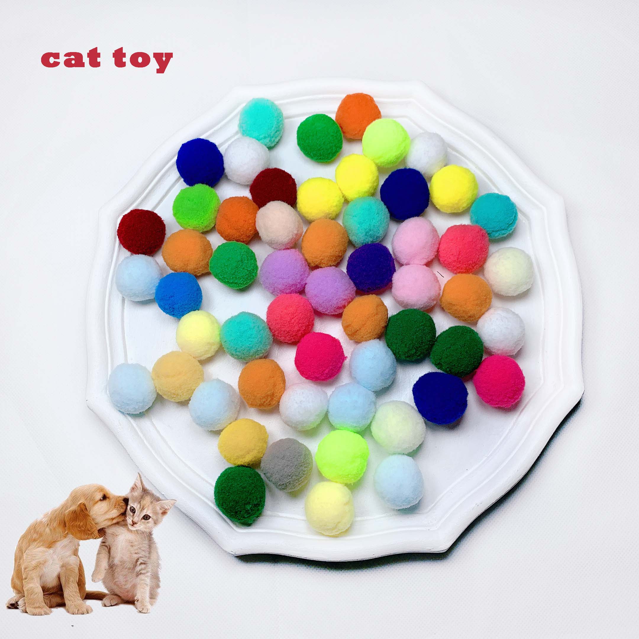 Lot de 10 jouets interactifs pour chat, boule de fourrure élastique en Polyester, et silencieuse, boule en peluche couleur animal de compagnie
