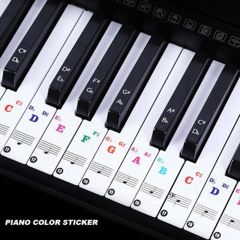Piano Stickers Keyboard Music Note Chart Removable Decal 49, 54 ,61or 88 Keys