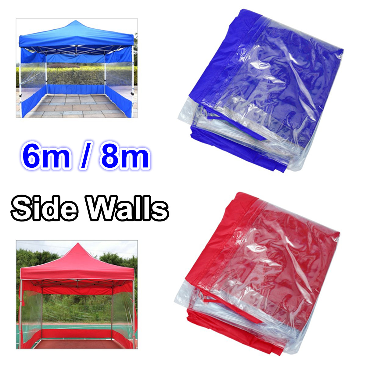 Polyester Canopy Side Wall Carport Garage Enclosure Shelter Tent Party Sun Wall Sunshade Shelter Tarp Sidewall Sunshade 6/8M