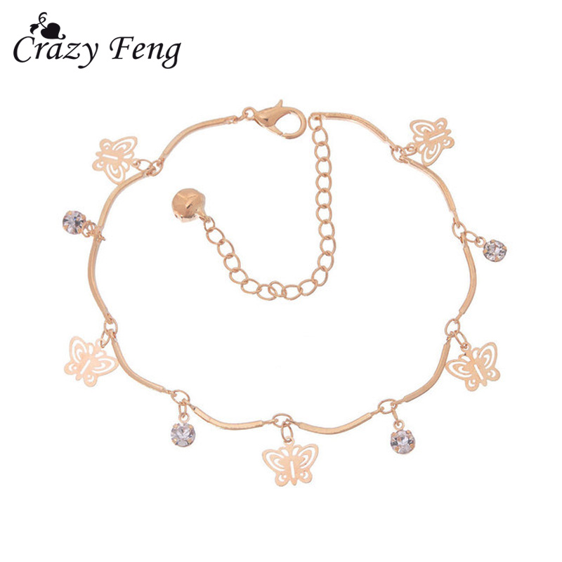 Sieraden Goud-kleur Vlinder Armbanden voor Vrouwen Crystal Charm Armbanden Bangles Pulseras Bijoux