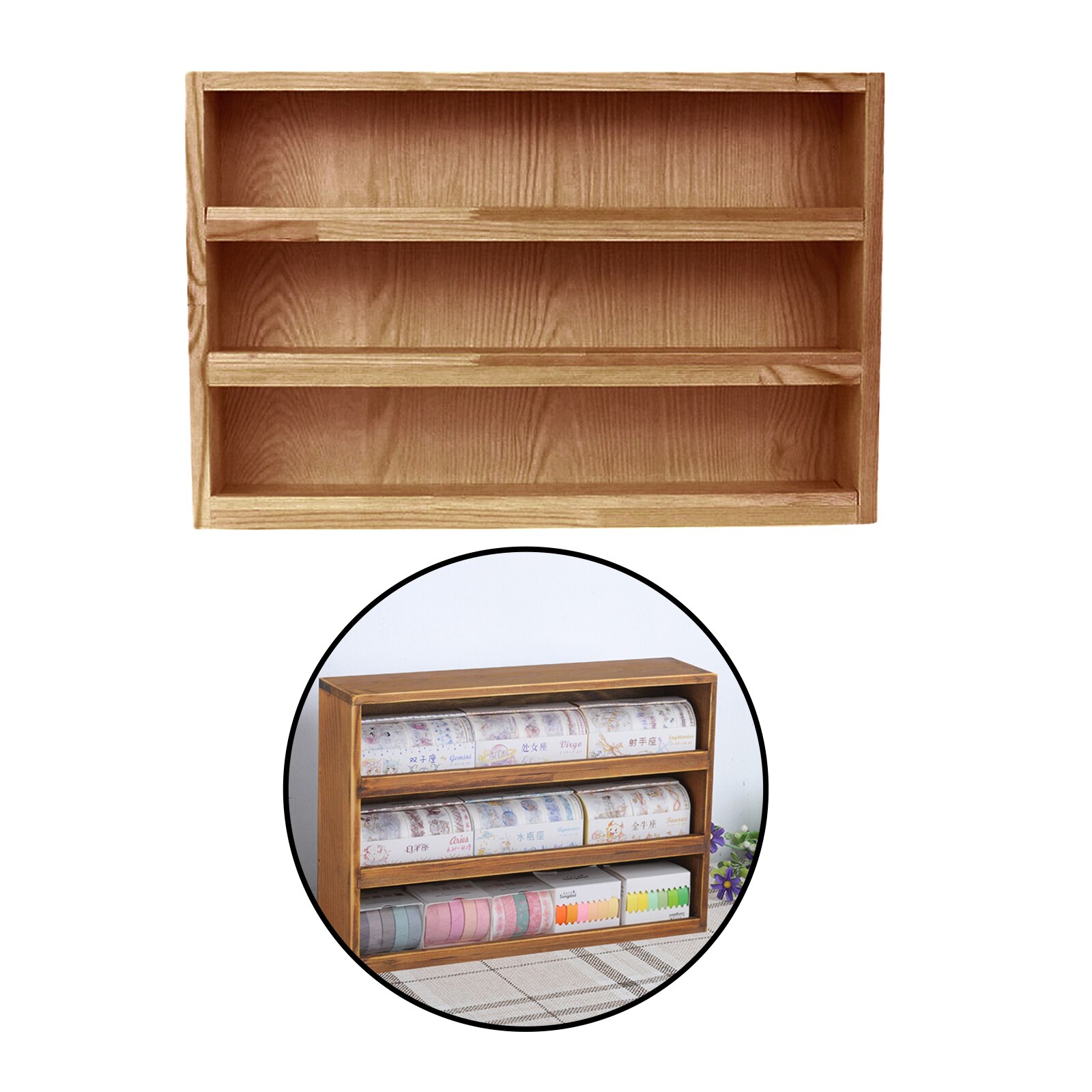 Desktop Storage Rack Tabletop Pile File Holder Tidy Display Stationary Organizer: Brown