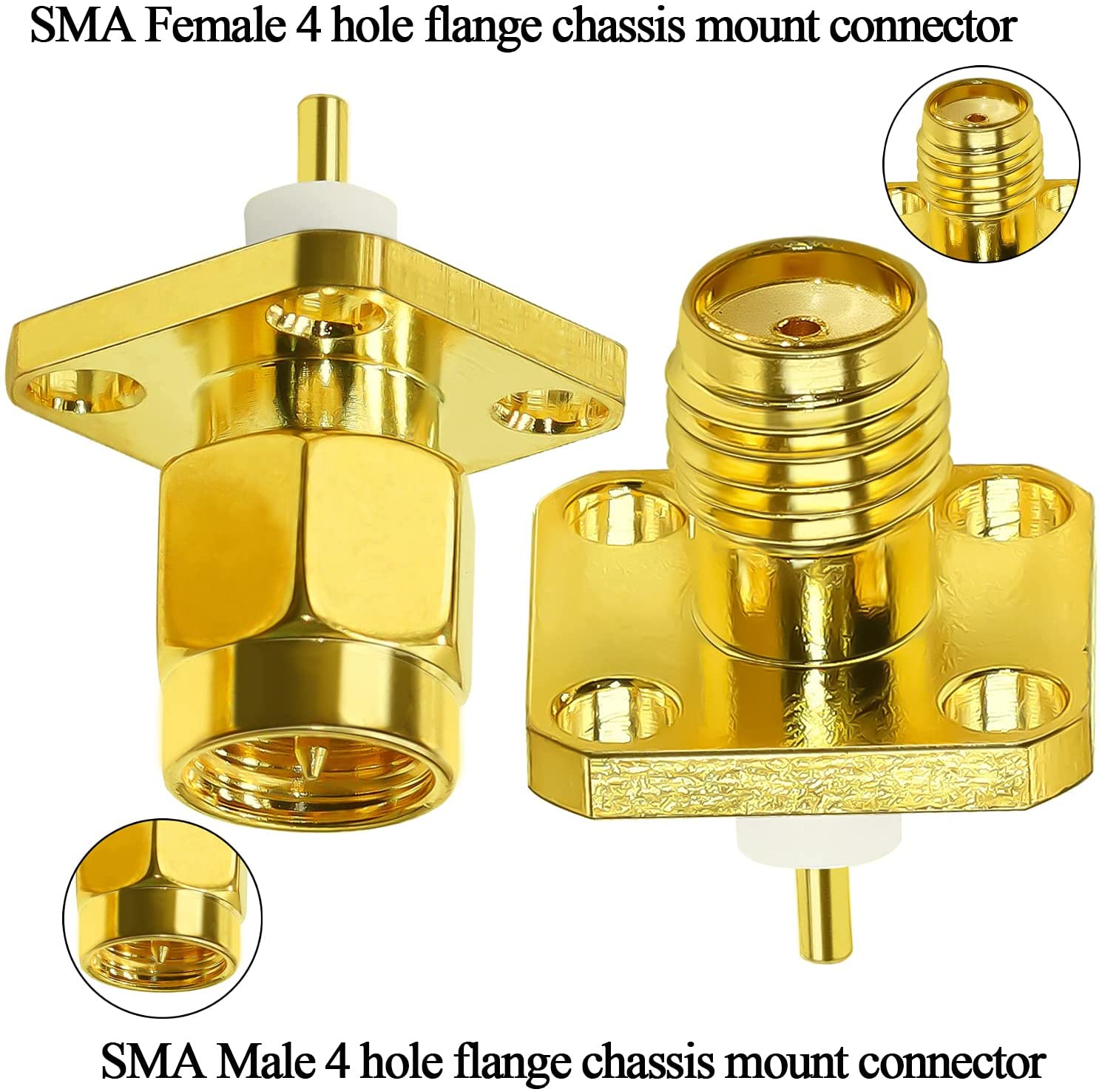 Lot/2Type 2pc/lot SMA Panel Mount Connector SMA Male Plug 4Hole Flange Chassis Solder Coax Adapter SMA Female Jack PCB Converter