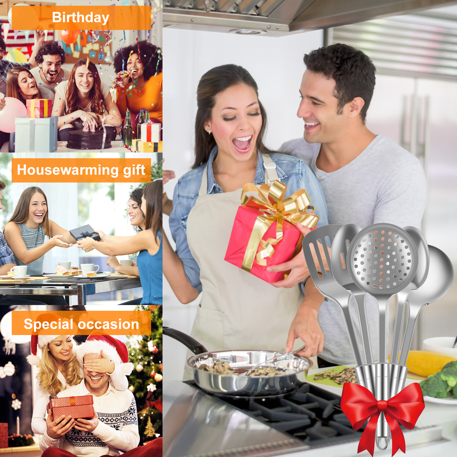 5 Stuks Keuken Kookgerei Set Rvs Kookgerei Herbruikbare Keuken Gadgets Wasbaar Lepels Spatel Kookgerei Set