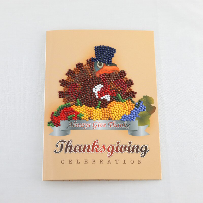 Thanksgiving Diamond Painting Greeting Cards Cartoon Full Round Greeting Card Xmas Home Decoration: A