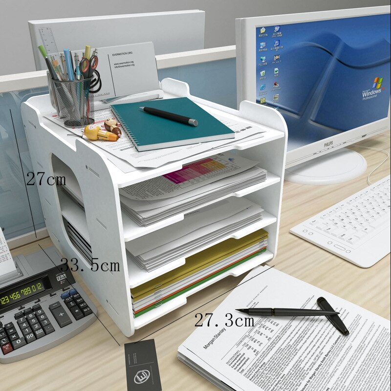 Office Desk Organizer Storage Rack File Rack Desktop Organizing Shelf Multi-Layer Folder Book Stand Storage Box: B