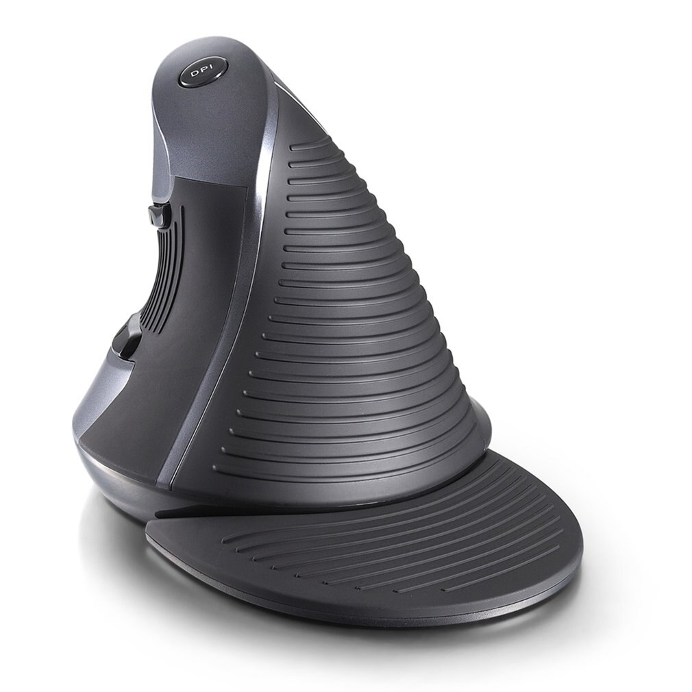 Delux  m618gx draadloze gamemuis met 6 knoppen, 1600 dpi, ergonomische verticale computermuis met rubberen beschermhoes voor pc en laptop.