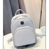 Filles sac de voyage en plein air dames double couche en cuir PU sac à dos tendance simple sauvage pierre motif sac: Gris clair