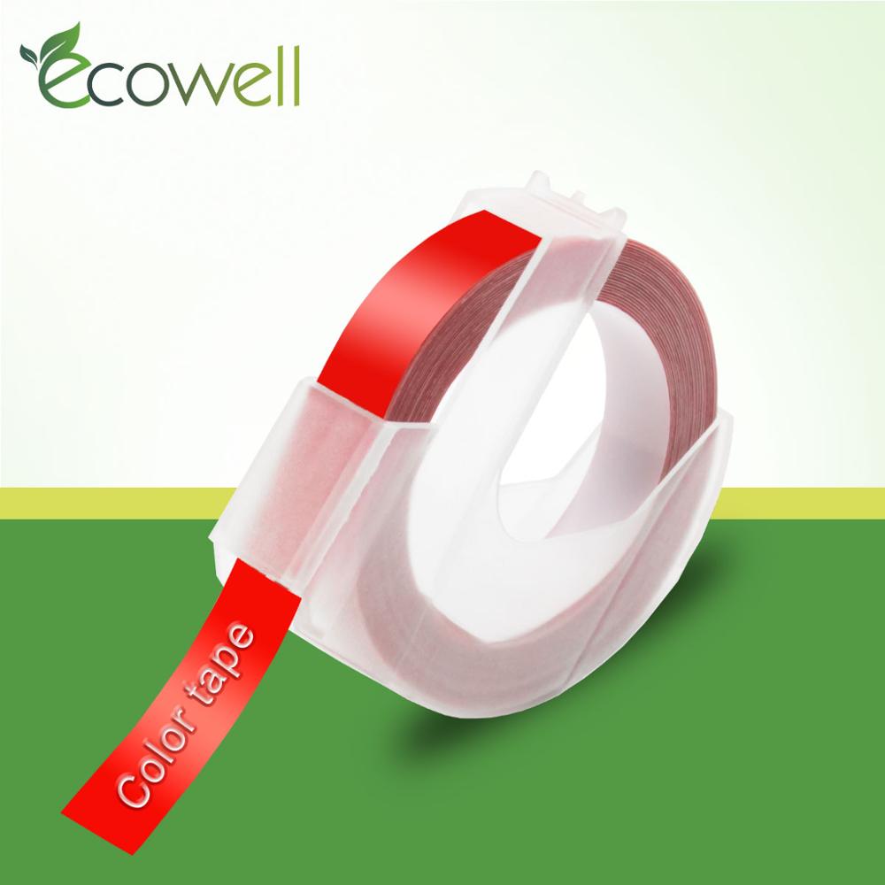 Ecowell sort farve 3d prægede pvc tape til dymo 1540,1610,1880, 154000, 814580,s0717900, s0717910,s0717930 etiketmaskiner 1 stk.: Rød