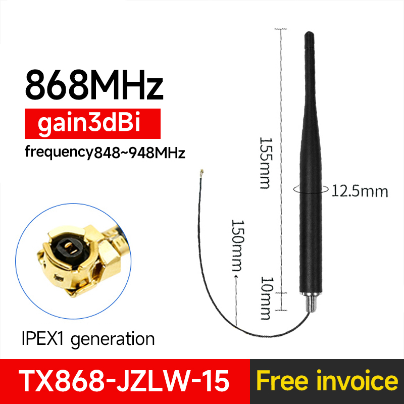 868- mhz-antennenserie, cdebyte-glasfaserantenne, 2-8- dbi-gummiantenne, saugnapfantenne, n-stecker, wasserdicht, lora/lorawan: Schwarz