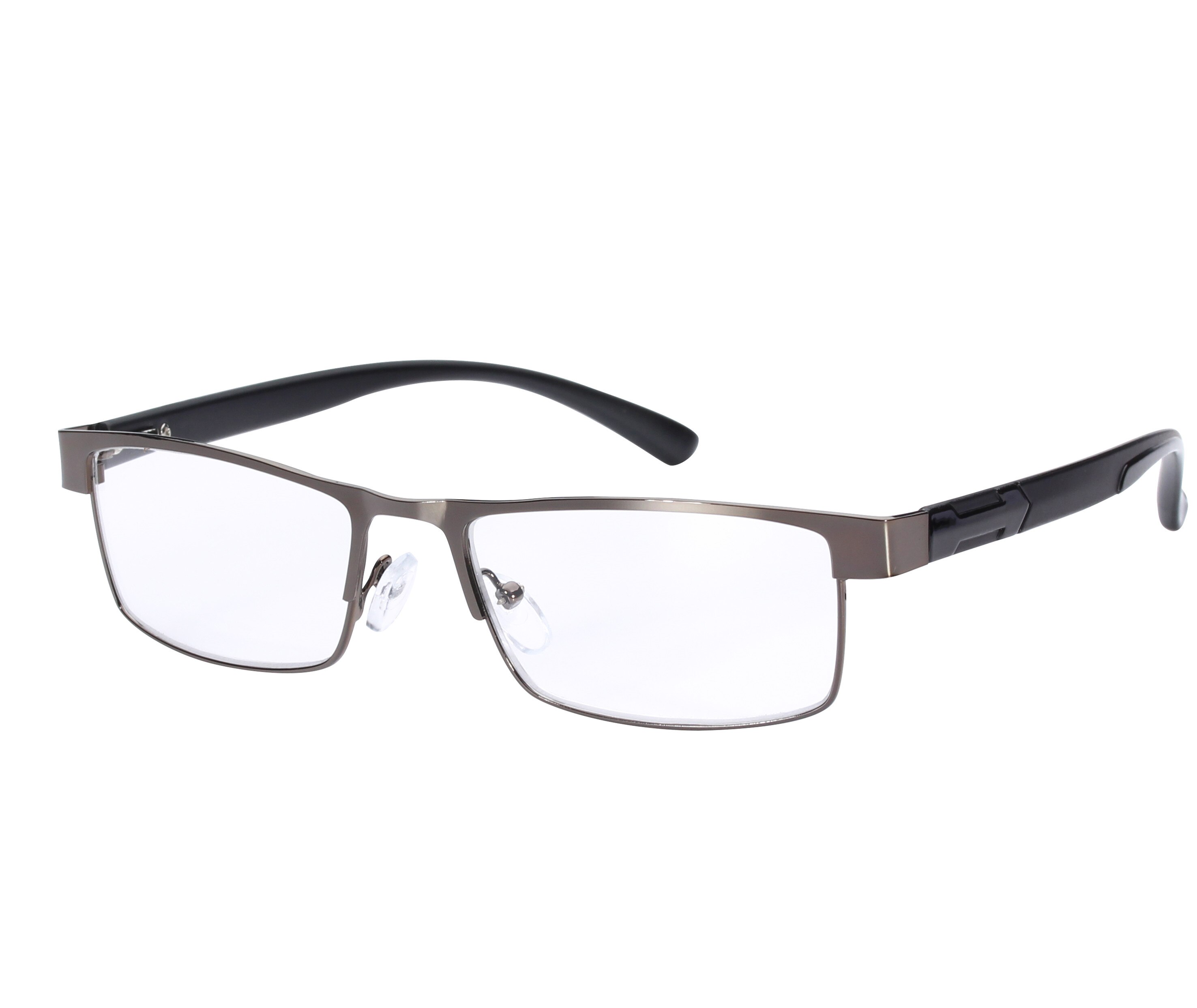 Wolhool Mannen Titanium legering Leesbril Niet sferische 12 Layer lenzen Retro Business Hyperopie Brillen: +250 / Full Frame Gun gray