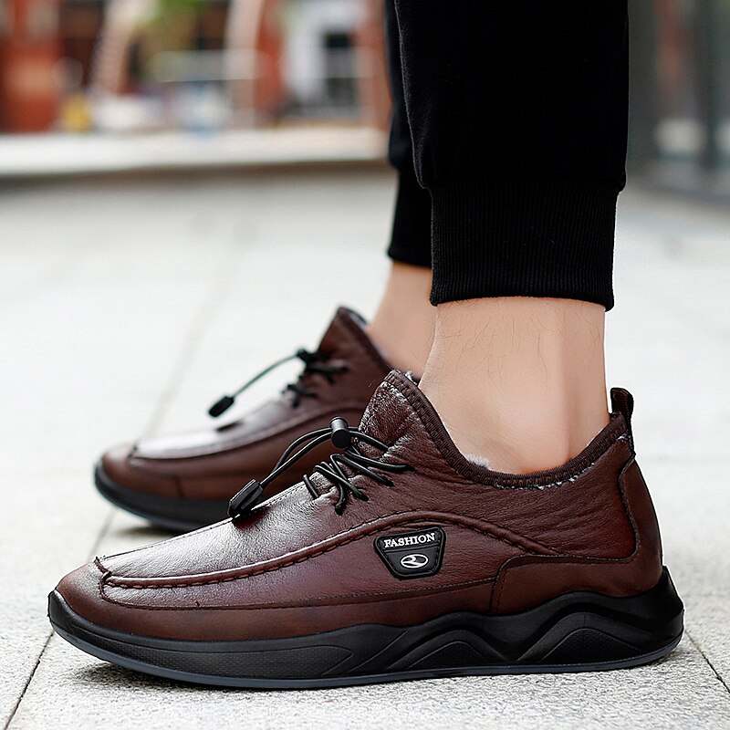 Sapatos casuais de pelúcia dos homens quentes botas de neve inverno pu à prova dwaterproof água cozinhar sapatos de rastreamento ao ar livre macio inferior caminhada tênis forte