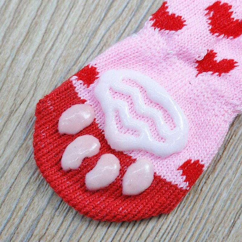 Chaussures antidérapantes en tricot pour chien, 4 pièces, jolies chaussettes pour petit chien, chat, Chihuahua, bottes pour l&#39;hiver, protection des pattes