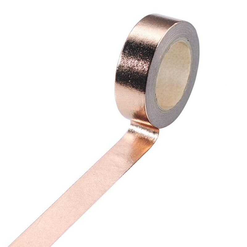 15mm*10m guldfolie washi tape sølv / guld / bronze / rose / grøn farve japansk kawaii diyscrapbooking værktøj maskeringstape: Bronze