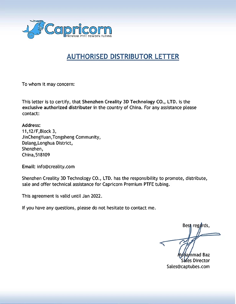 CREALITY 3D Printer Parts Wearing Nozzle Needle Capricorn Bowden PTFE Tubing Tube Fitting Push Bundle Parts Package