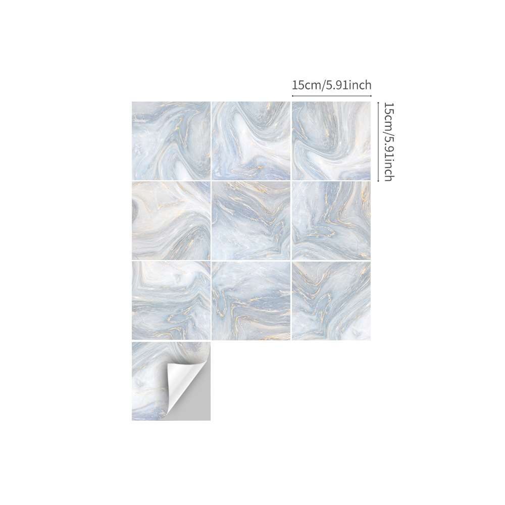 20pcs Imitation Marble Tile Sticker Bath Pearl White Non-slip Waterproof Wall Sticker Home Decor Wall Stickers Stick Tiles Panel