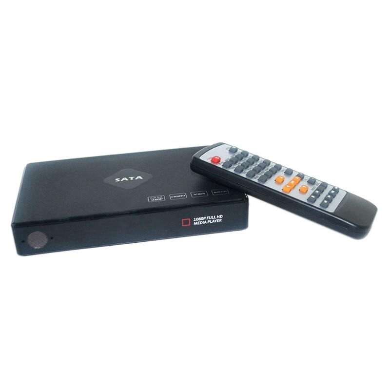 Full HD Media Player - 1080P Digital Multimedia Player with SATA HDD Support - HDMI, VGA, MMC Card: Black US Plug