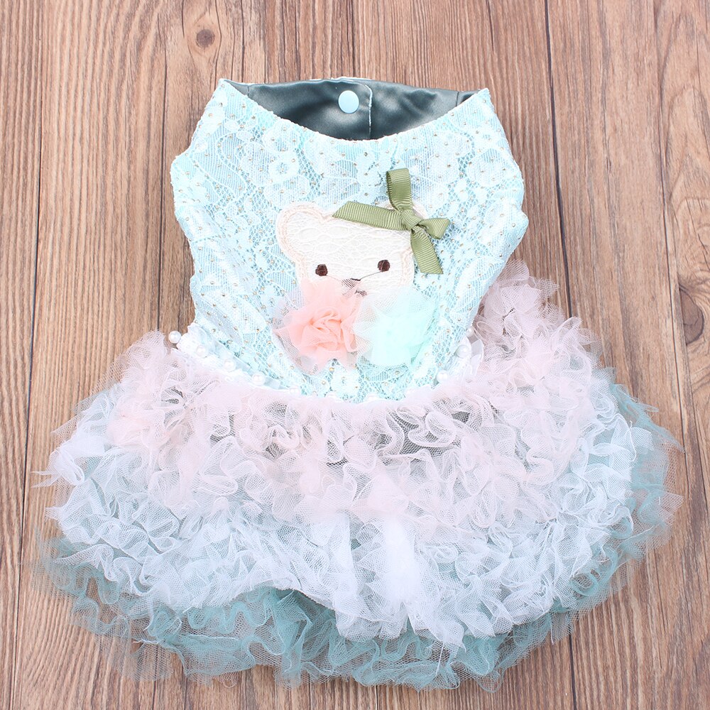 Luxueux chien chat robe de princesse Tutu ours robes chiot chemise printemps/automne vêtements 2 couleurs