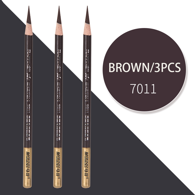 Lápices para arte de grafito, 3 uds. Marco, suministros de arte, lápiz de carbón vegetal suave, medio duro, blanco brillante: 3PCS 7011 Brown
