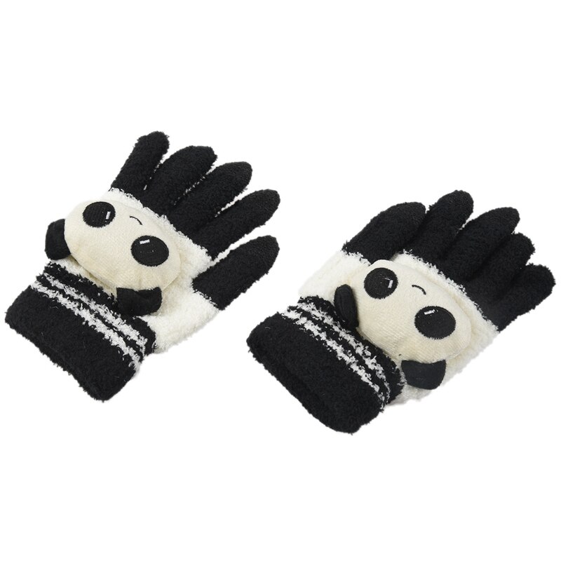 Damskie zimowe słodkie wzór panda Touchsn rękawiczki czarne białe