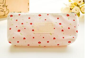 Canvas Zipper Pencil Cases Cute Kawaii Floral Flower Lovely Fabric Flower Tree Pen Bags School Supplies: C