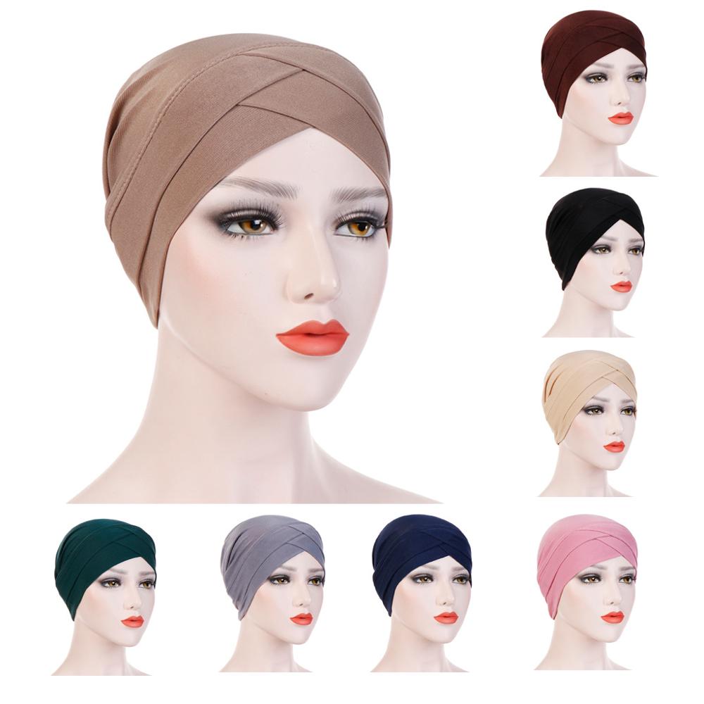 JTVOVO RUNMEIFA Modal Full Wrapped Forehead Cross Inner Headscarf Balaclava Elastic Beanie Muslim Women Stylish Hijab