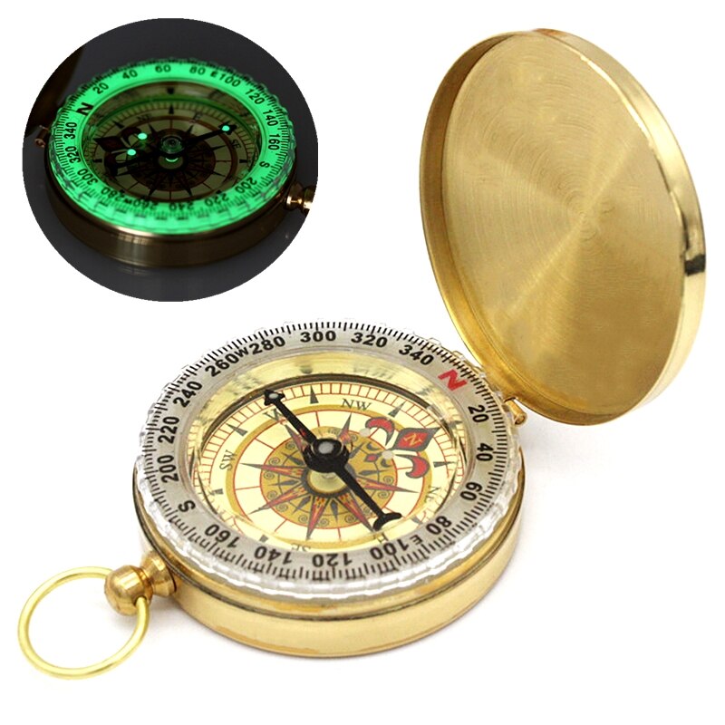 Camping Wandelen Pocket Messing Gouden Horloge Kompas Met Lichtgevende Draagbare Kompas Navigatie Voor Outdoor Activiteiten