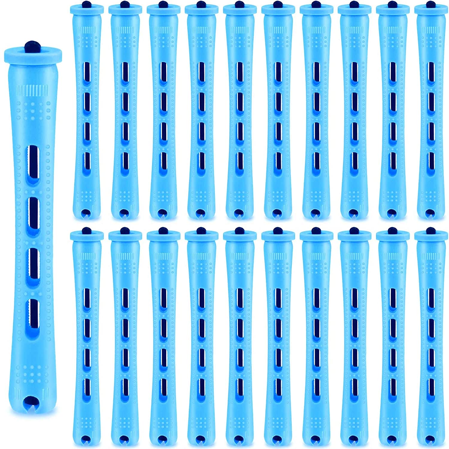 60 Pieces Hair Perm Rods Plastic Cold Wave Rods Hair Curling Roller Hair Styling Hairdressing Tools: 60pcs Blue