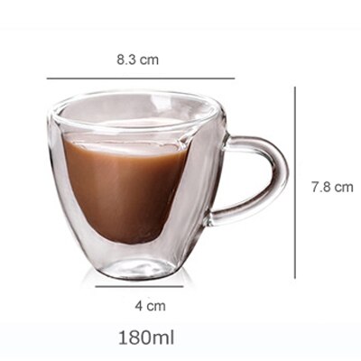 Ermakova kaffemugg dubbelväggig isolerad kaffe te ölkopp glas hjärtform espresso cappuccino latte mjölkmugg drinkware: 6 oz(180ml)