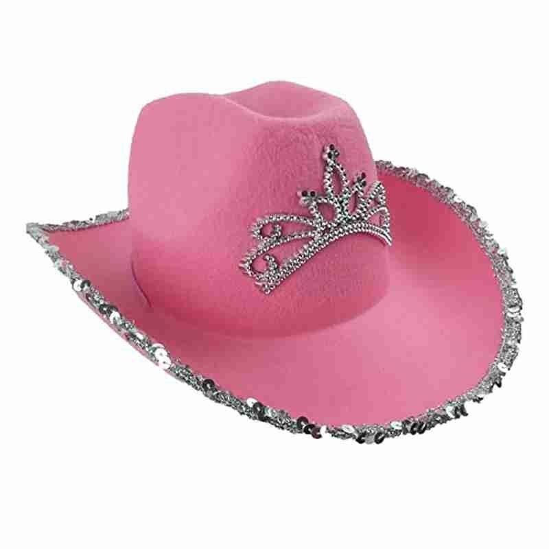 Roze Cowboy Hoed Westerse Stijl Tiara Cowgirl Hoed Voor Vrouwen Meisje Roze Tiara Cowgirl Hoed Cowboy Cap Kostuum Party hoed