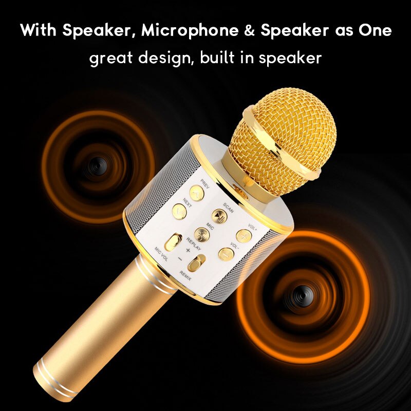 Wireless Bluetooth Microphone Speaker Handheld Microphone Karaoke Mic Music Player Singing Recorder KTV microfone