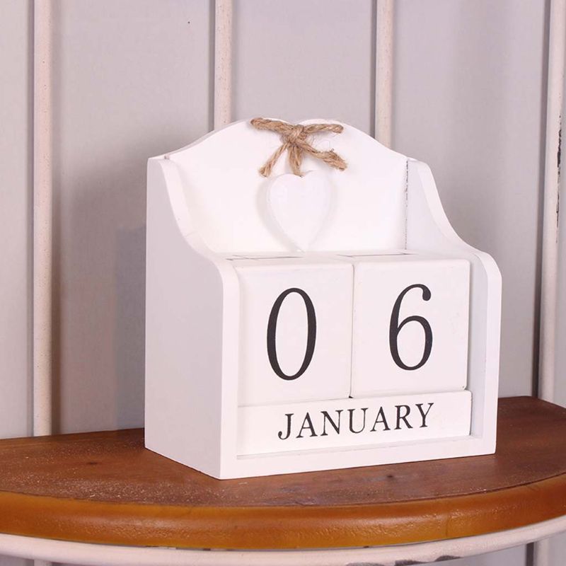 Affichage perpétuel calendrier mois et Date | En bois, bloc éternel, accessoires de photographie de bureau, accessoires de décoration pour la maison et le bureau