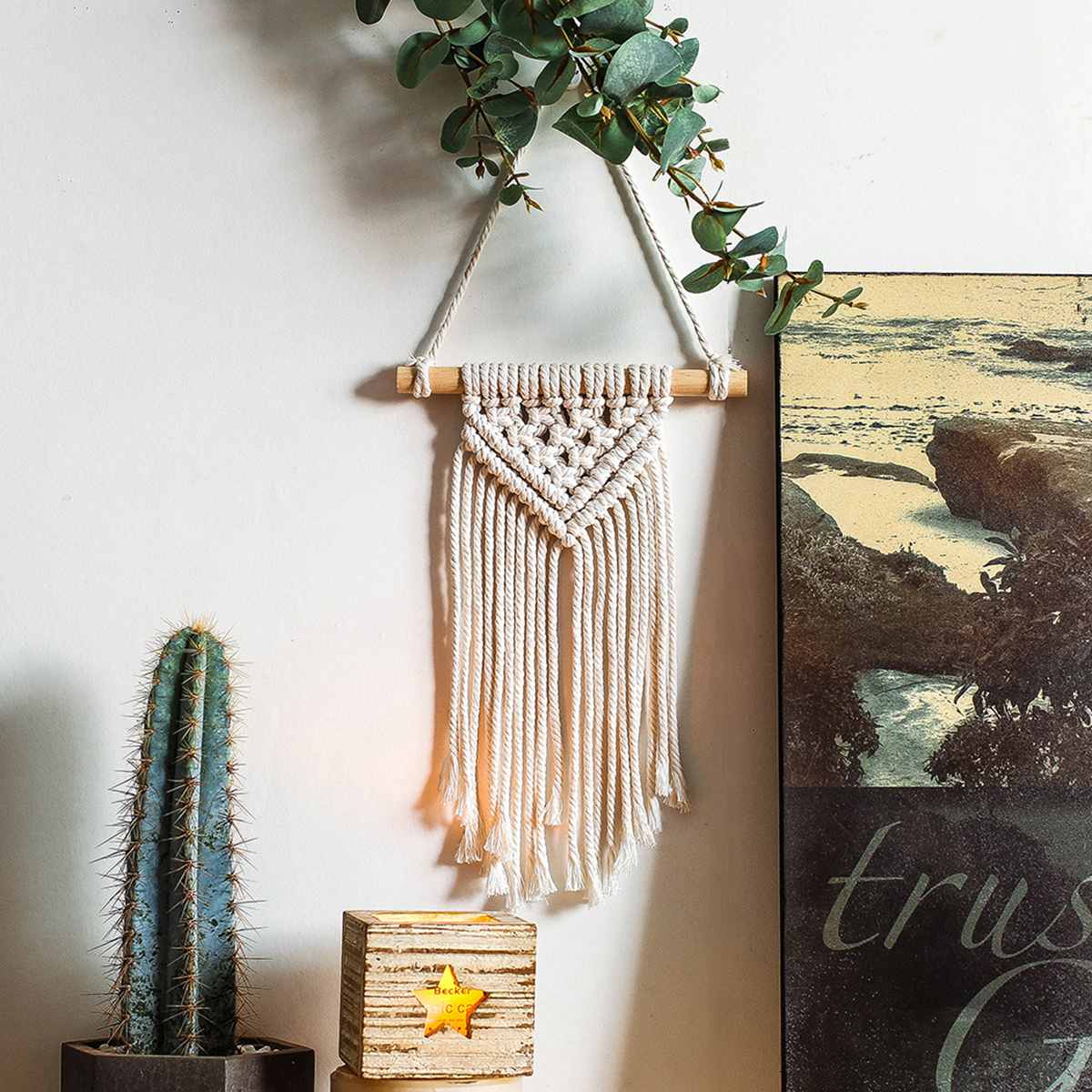100% Natural Handmade Bohemian Chic Macrame Wall Hanging Tapestry Wall Decor Wall Art Woven Knitted Decoration