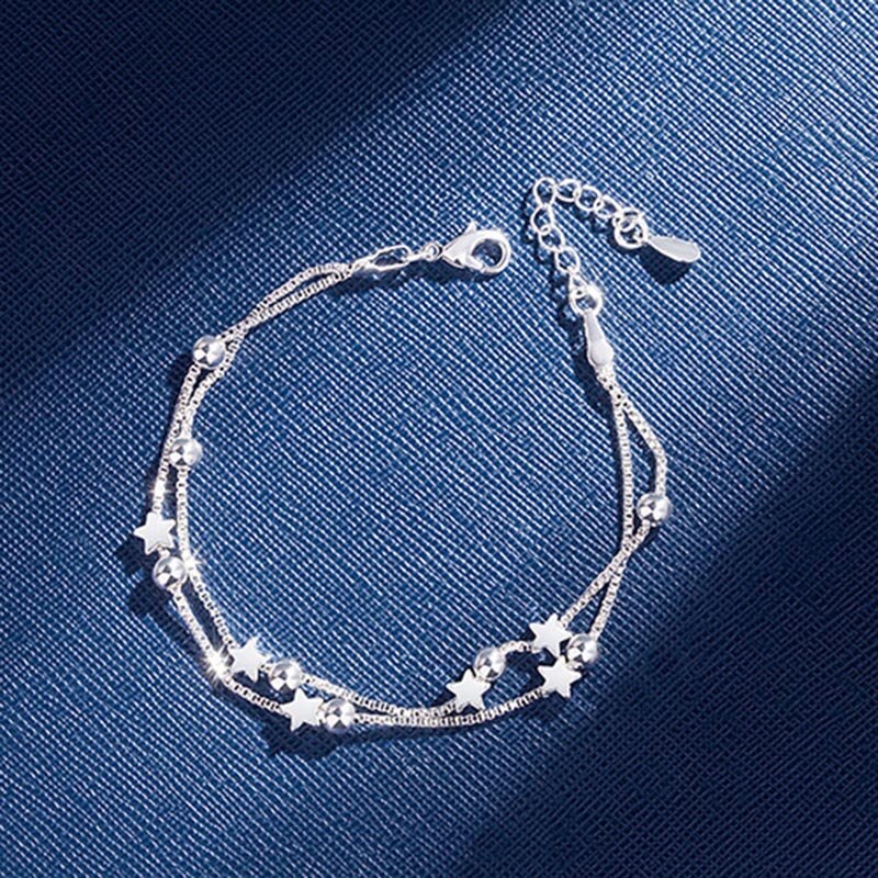 Crazy Feng Chain Bracelet Silver Color Beads Stars Charm Bracelet For Women Snake Link Chain Bracelet Jewelry