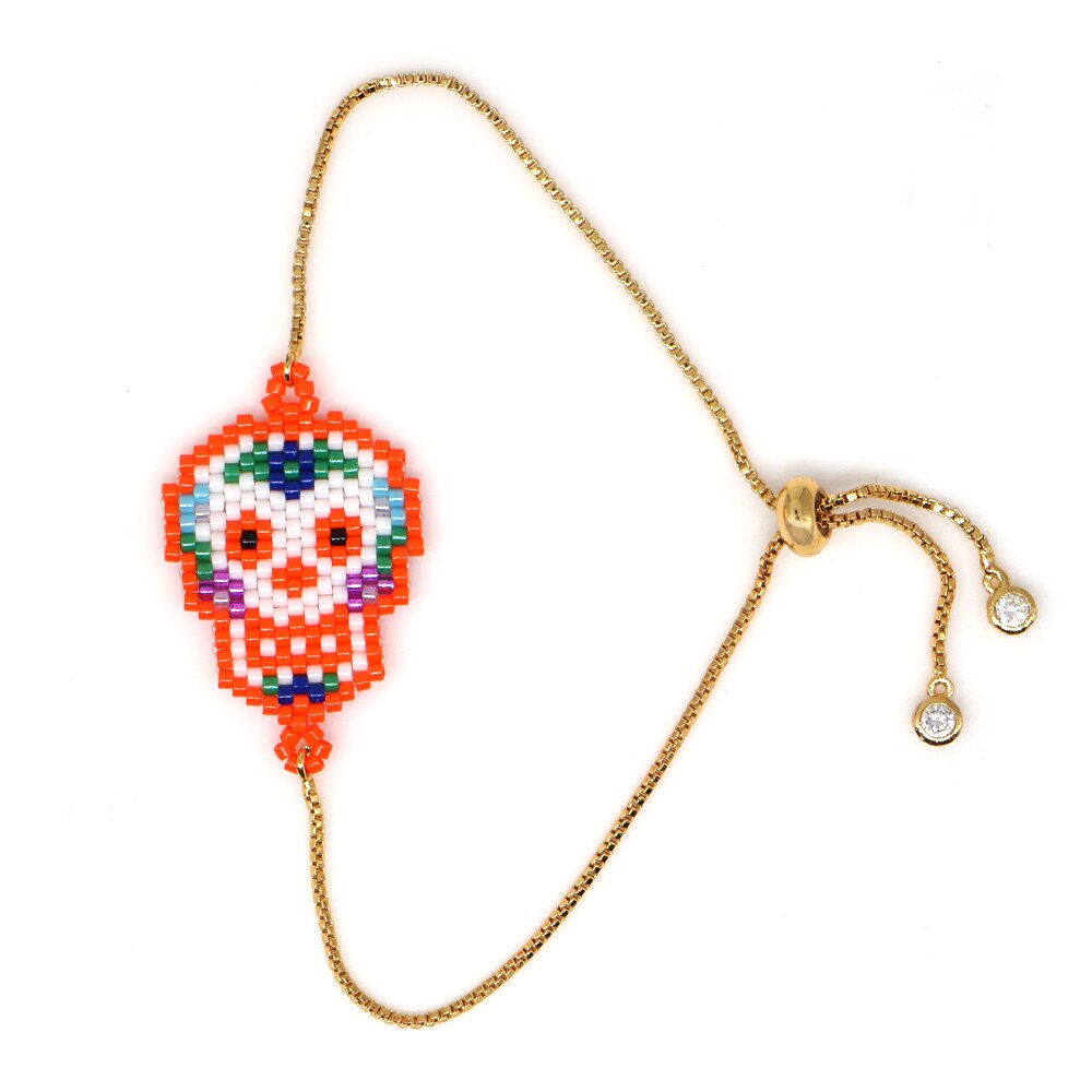 Go2boho Del Braccialetto Del Cranio di Halloween Delle Donne Dei Monili di Regalo Per Il Bambino Messicano Cranio Miyuki Braccialetti All'ingrosso Pulseras Punk 2020 Femme: MI-B190521F