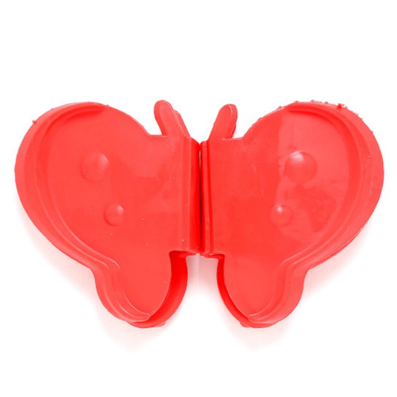 Papillon cuisine isolation thermique pince outils 4 pièces utile Silicone résistant à la chaleur isolation four à micro-ondes plat pince support à pince: Rouge