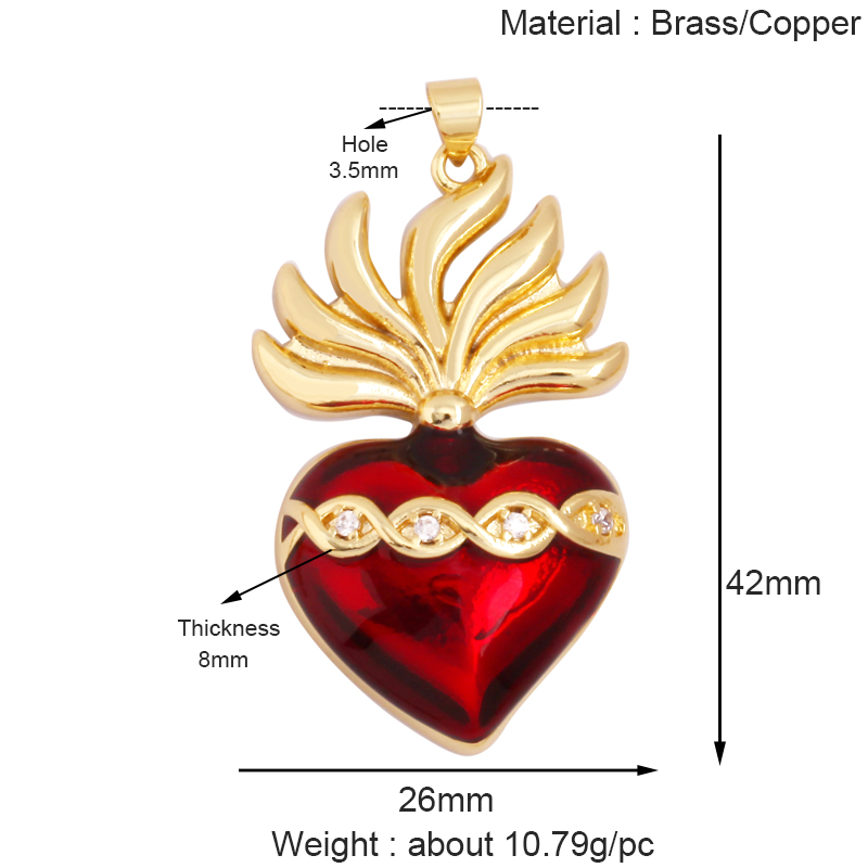 Colgante con dije de corazón de amor victoriano rojo sagrado fino a la , cuentas de cristal de semillas coloridas de estilo bohemio, suministro de collar de joyería L95