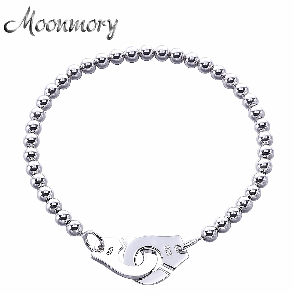 Moonmory Frankrijk Populaire 925 Sterling Zilveren Handboeien Armband Voor Vrouwen Vele Zilveren Kralen Chain Handboeien Armband Menottes