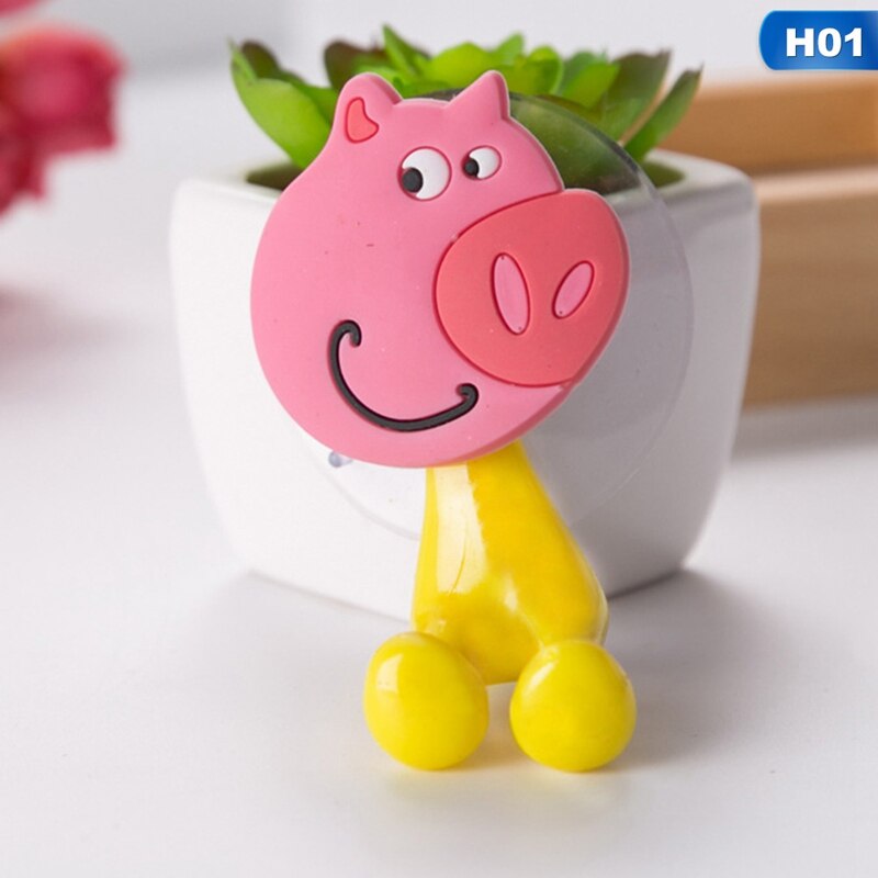 Baby Care Cute Cartoon Animal Shape Holder Sucker Suction Hooks Set Hanging Baby Toothbrush Holder Towels: 01