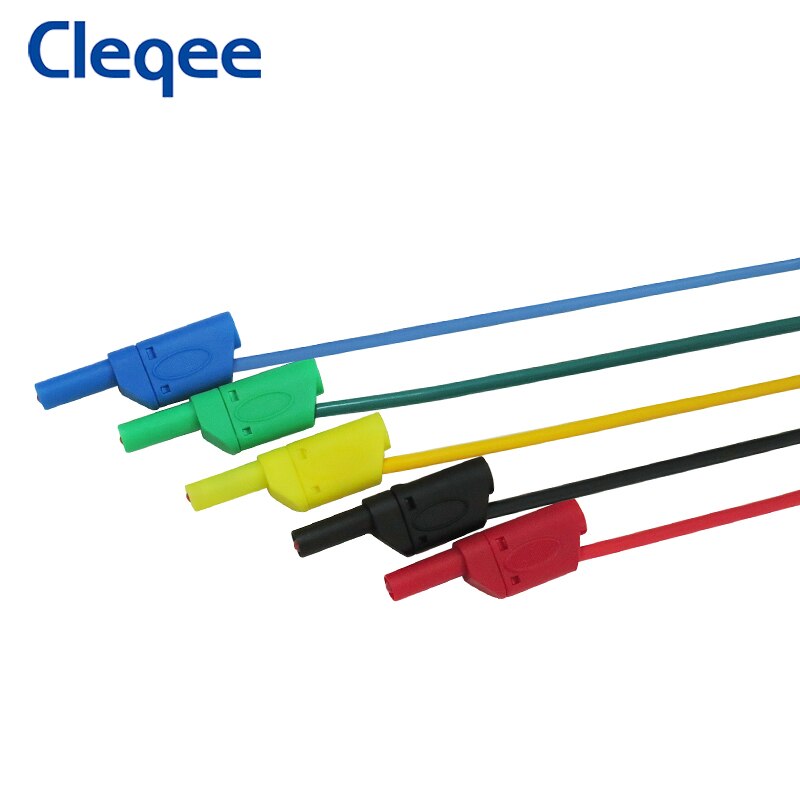 Cleqee Stackable Banana Plug Test Lead Set - 1m Soft Silicone Cable For Multimeter (5 Colors)